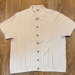 Jcrew Short-sleeve cotton cable-knit cardigan sweater-polo XXL NWOT